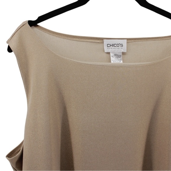 Chico’s Travelers Gold Sparkle Summer Tank Wedding Guest Women’s Size 3 XL - Picture 3 of 8